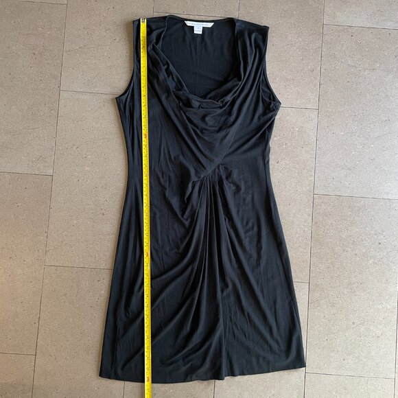 Stunning Diane Von Furstenberg Black Draped jersey Mini Dress-Size 10 - Picture 7 of 10